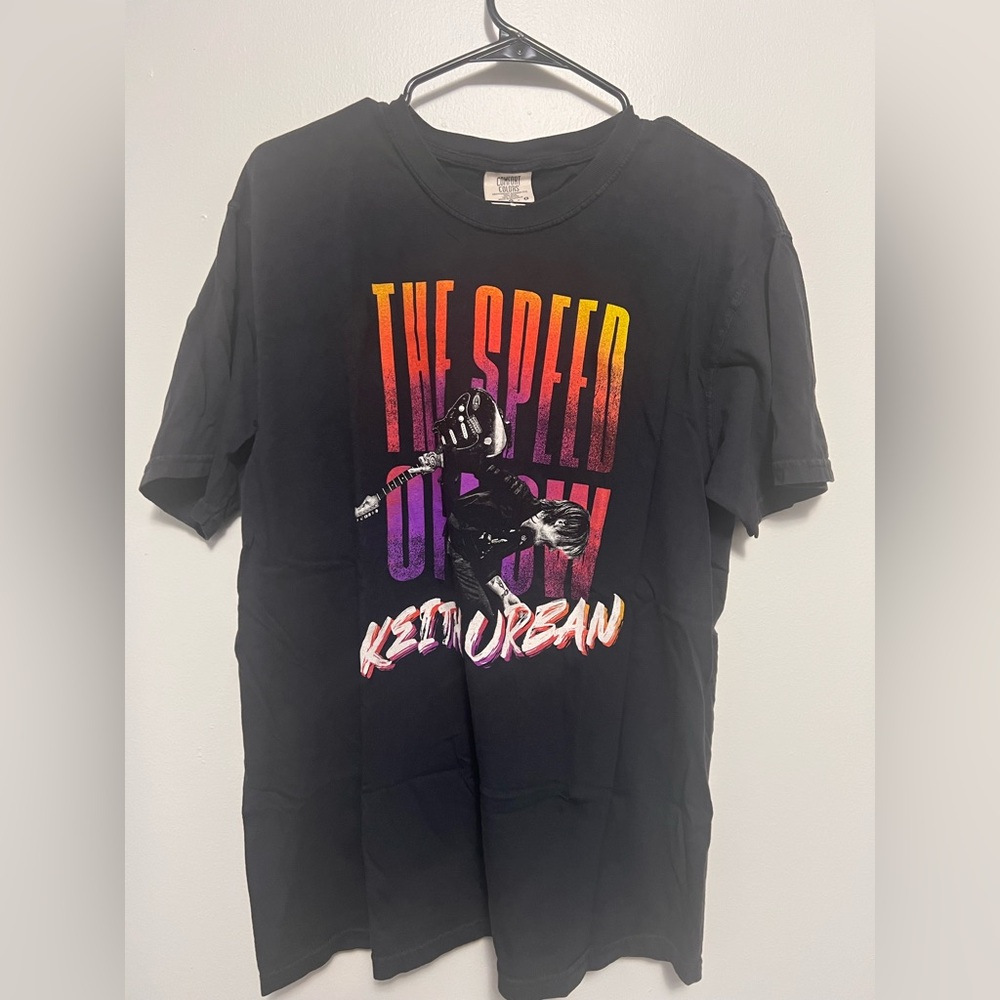 Black Graphic Keith Urban T-Shirt with Colorful Print